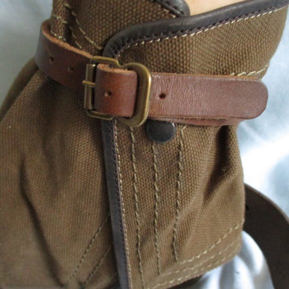 CHLOE Strappy Canvas Gladiator SANDAL Flat Shoe 36 Boho BROWN KHAKI - Picture 6 of 8